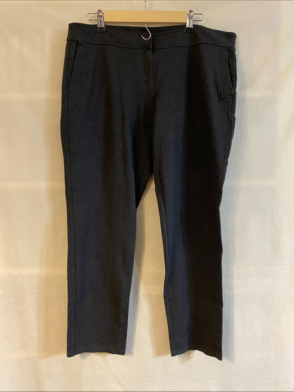Eileen Fisher dark charcoal grey slim stretch pants
